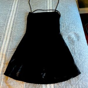 black satin mini dress